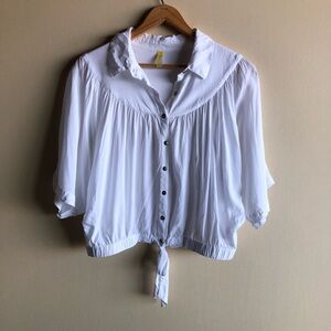 Free People White Button-Up Blouse